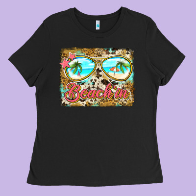 Beach'in Sunglasses Ladies Tee Designed By Jasminsmagicworld