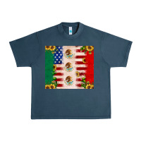 Midnight Navy American flag mexico flag sunflower cactus Urban Heavy Tee - JahusDesignShop