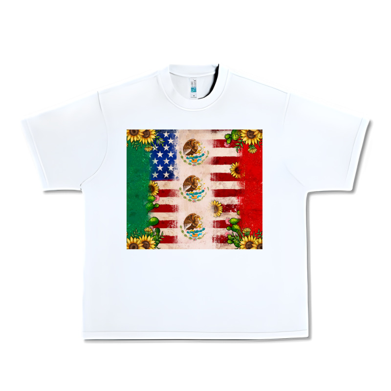 American Flag Mexico Flag Sunflower Cactus Urban Heavy Tee by JahusDesignShop | Teevron