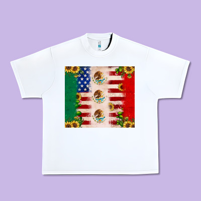 American Flag Mexico Flag Sunflower Cactus Urban Heavy Tee Designed By Jahusdesignshop