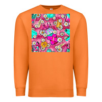 Carrot hairstylist coffee cups and daisy with leopard seamless pattern bbs Premium Sweatshirt - BundleAndBundleShop