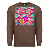 Chestnut hairstylist coffee cups and daisy with leopard seamless pattern bbs Premium Sweatshirt - BundleAndBundleShop