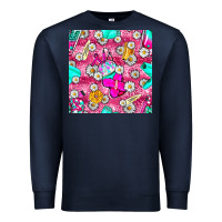 Navy hairstylist coffee cups and daisy with leopard seamless pattern bbs Premium Sweatshirt - BundleAndBundleShop