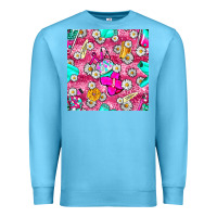 Ocean Blue hairstylist coffee cups and daisy with leopard seamless pattern bbs Premium Sweatshirt - BundleAndBundleShop