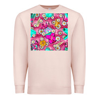 Pale Pink hairstylist coffee cups and daisy with leopard seamless pattern bbs Premium Sweatshirt - BundleAndBundleShop