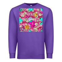Purple hairstylist coffee cups and daisy with leopard seamless pattern bbs Premium Sweatshirt - BundleAndBundleShop