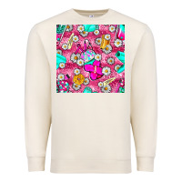 Sandshell hairstylist coffee cups and daisy with leopard seamless pattern bbs Premium Sweatshirt - BundleAndBundleShop