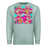 Seafoam hairstylist coffee cups and daisy with leopard seamless pattern bbs Premium Sweatshirt - BundleAndBundleShop