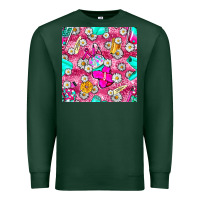 Sports Green hairstylist coffee cups and daisy with leopard seamless pattern bbs Premium Sweatshirt - BundleAndBundleShop
