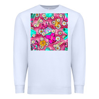 White hairstylist coffee cups and daisy with leopard seamless pattern bbs Premium Sweatshirt - BundleAndBundleShop