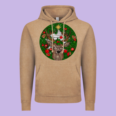 Deer Christmas Vintage Hoodie Designed By Bundleandbundleshop
