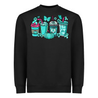 Black Ovarian Cancer coffee cups teal ribbon Heavyweight Sweatshirt - NancyCooperArtShop