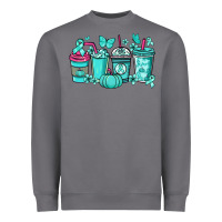 Storm Ovarian Cancer coffee cups teal ribbon Heavyweight Sweatshirt - NancyCooperArtShop