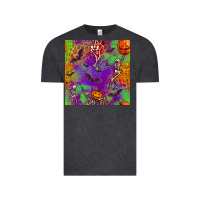 Vintage Black halloween party seamless pattern Vintage Tee - BundleAndBundleShop