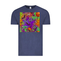 Vintage Denim halloween party seamless pattern Vintage Tee - BundleAndBundleShop