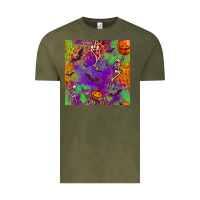 Vintage Olive halloween party seamless pattern Vintage Tee - BundleAndBundleShop