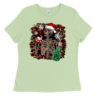 Matcha Skeleton with coffee cup Christmas Ladies Tee - NancyCooperArtShop