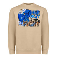 Mushroom Her fight is our fight Colon Cancer blue ribbon Heavyweight Sweatshirt - NancyCooperArtShop