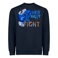 Navy Her fight is our fight Colon Cancer blue ribbon Heavyweight Sweatshirt - NancyCooperArtShop