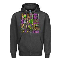 Charcoal Heather Mardi Saurus Rex Zipper Hoodie - HowdyJamesFarm