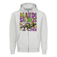 Dove Grey Mardi Saurus Rex Zipper Hoodie - HowdyJamesFarm