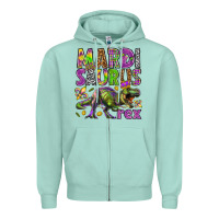 Seafoam Mardi Saurus Rex Zipper Hoodie - HowdyJamesFarm