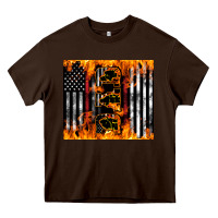 Chocolate Brown Western Firefighter Dad Heavy Core Tee - LillyAllenDesigns