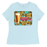 Baby Blue beer and sunshine Ladies Tee - Jasminsmagicworld
