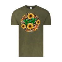 Vintage Olive leopard cactus sunflower Vintage Tee - JahusDesignShop