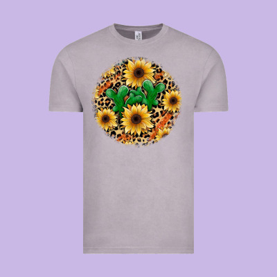 Leopard Cactus Sunflower Vintage Tee Designed By Jahusdesignshop