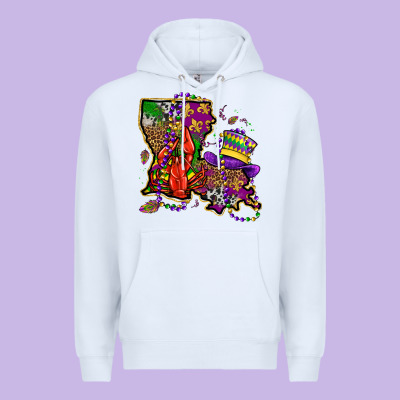 Mardi Gras Louisiana Map Premium Hoodie Designed By Oliviacreatesart