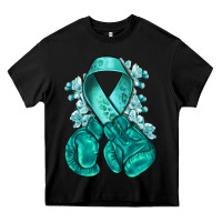 Black teal ribbon with boxing gloves Heavy Core Tee - NancyCooperArtShop