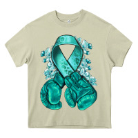 Mossy teal ribbon with boxing gloves Heavy Core Tee - NancyCooperArtShop