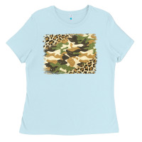 Baby Blue leopard camo pattern background Ladies Tee - Jasminsmagicworld