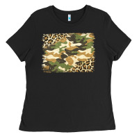 Black leopard camo pattern background Ladies Tee - Jasminsmagicworld