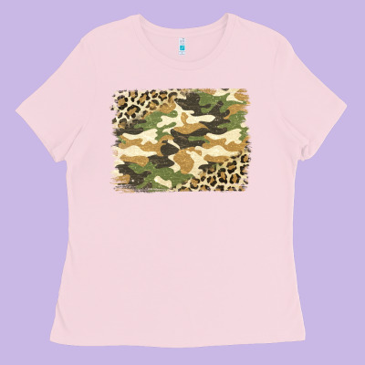 Leopard Camo Pattern Background Ladies Tee Designed By Jasminsmagicworld