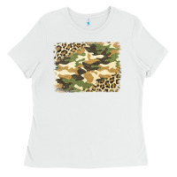 White leopard camo pattern background Ladies Tee - Jasminsmagicworld