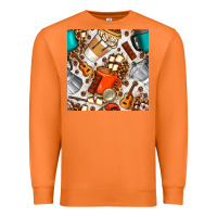 Carrot camping coffee cups marshmallow and moka pot with leopard seamless pat Premium Sweatshirt - BundleAndBundleShop