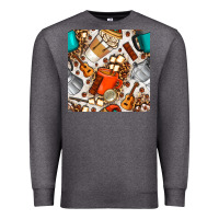 Charcoal Heather camping coffee cups marshmallow and moka pot with leopard seamless pat Premium Sweatshirt - BundleAndBundleShop