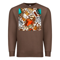 Chestnut camping coffee cups marshmallow and moka pot with leopard seamless pat Premium Sweatshirt - BundleAndBundleShop