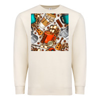 Sandshell camping coffee cups marshmallow and moka pot with leopard seamless pat Premium Sweatshirt - BundleAndBundleShop