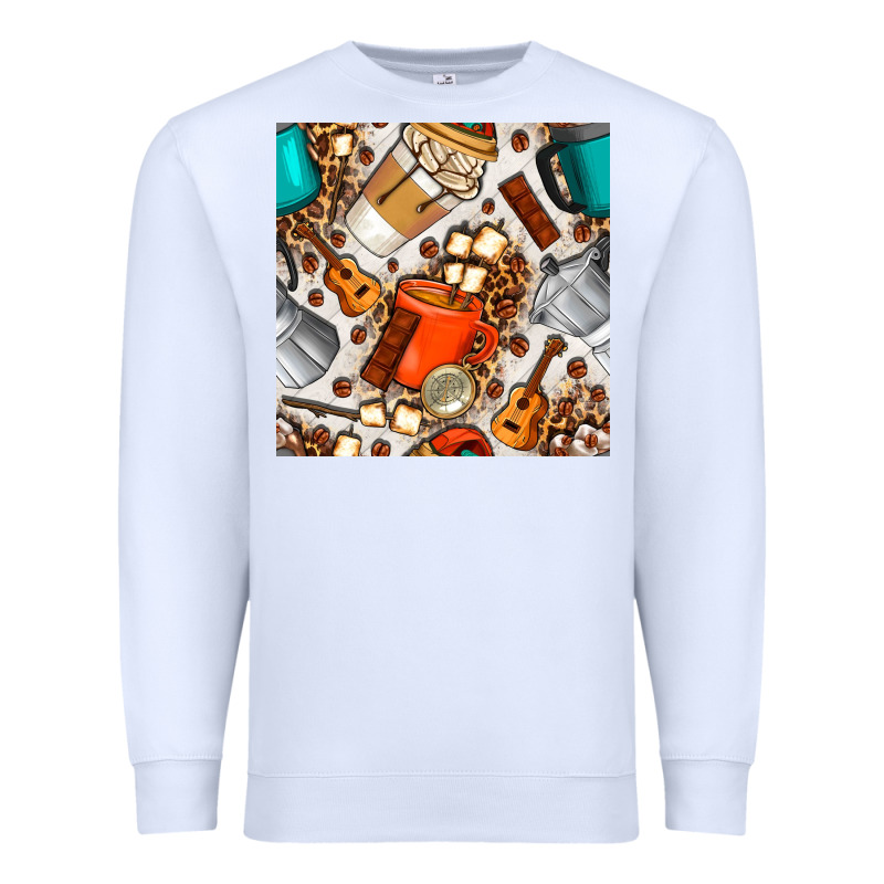 Camping Coffee Cups Marshmallow And Moka Pot With Leopard Seamless Pat Premium Sweatshirt by BundleAndBundleShop | Teevron