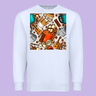 Camping Coffee Cups Marshmallow And Moka Pot With Leopard Seamless Pat Premium Sweatshirt Designed By Bundleandbundleshop