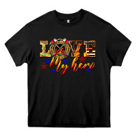 Black Love My Hero Firefighter Heavy Core Tee - LillyAllenDesigns