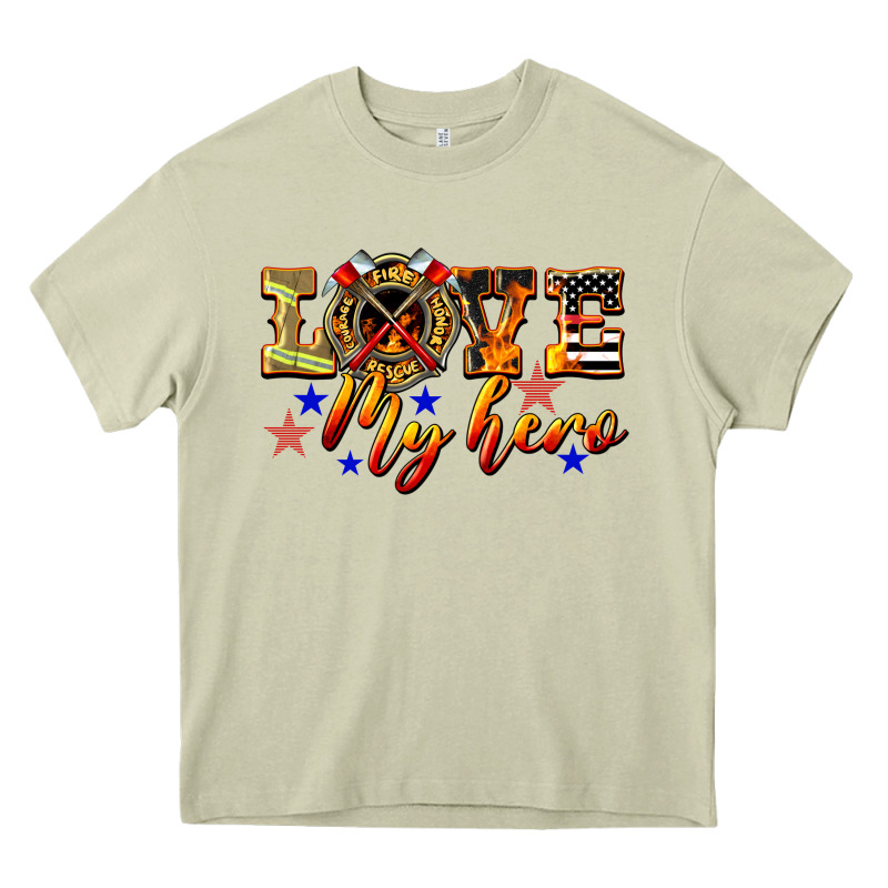Love My Hero Firefighter Heavy Core Tee by LillyAllenDesigns | Teevron