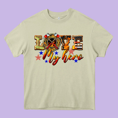 Love My Hero Firefighter Heavy Core Tee Designed By Lillyallendesigns