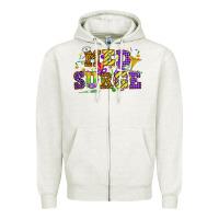 Oatmeal Heather Mardi Gras Med Surge Zipper Hoodie - HowdyJamesFarm