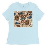 Baby Blue Baseball senior Ladies Tee - NancyCooperArtShop