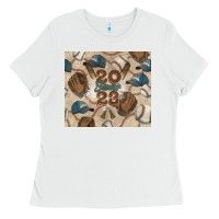 White Baseball senior Ladies Tee - NancyCooperArtShop
