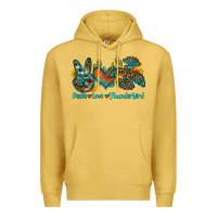 Antique Gold peace love thunderbird Premium Hoodie - OliviaCreatesArt